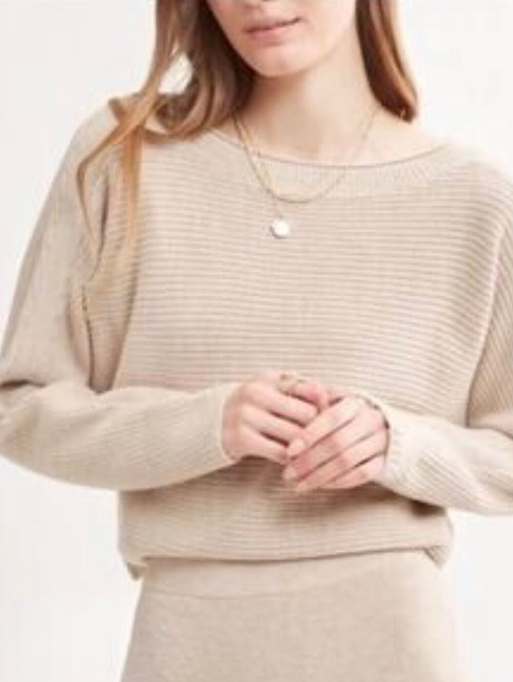 Le Ore X Revolve Wool Cropped Knit Oversized Crewneck Sweater - Cream Small